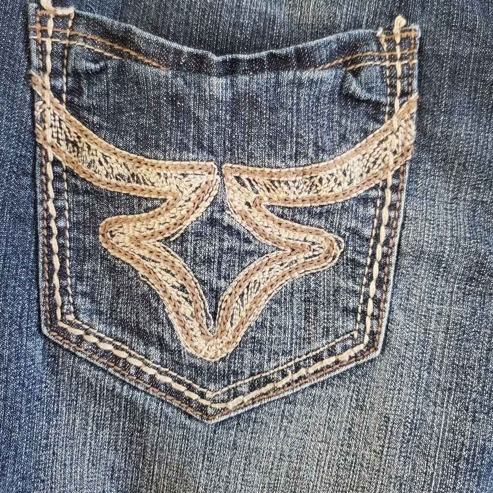 Blue Spice Women's Boot Cut Jeans - Blue with Tan Stitching